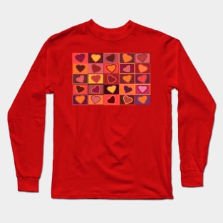 Hearts in squares print in pink, purple and yellow Long Sleeve T-Shirt